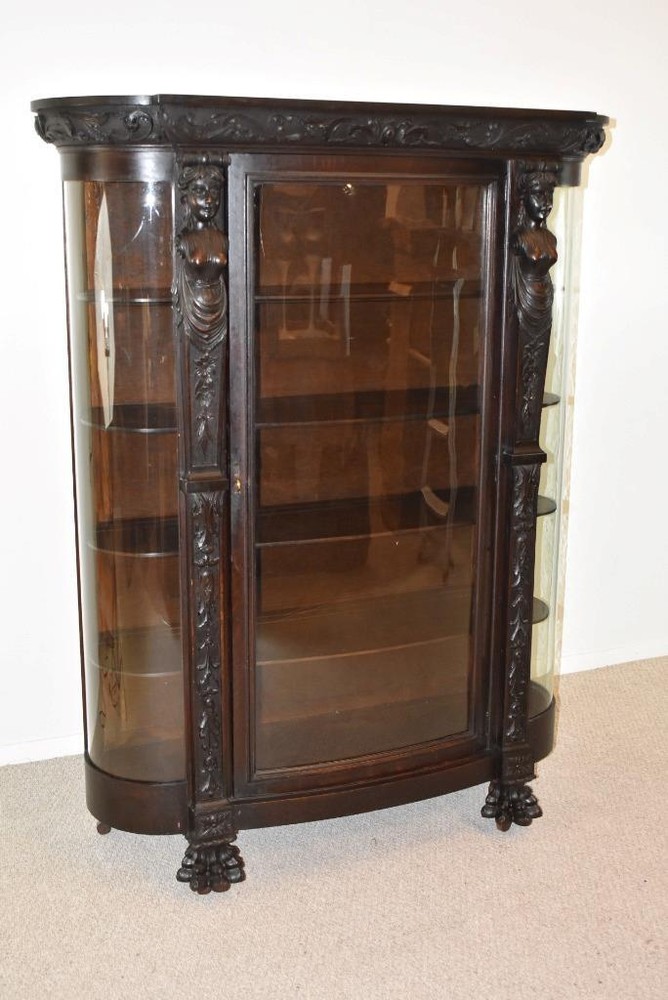 Quarter Sawn Oak Curio Cabinet, R.J. Horner, with Figural Women