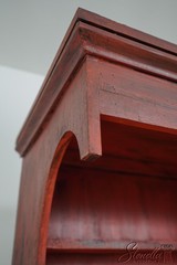 LF60777: Shaker Style Country Red Painted Finish Hutch