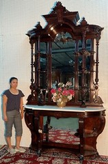 American Antique 9′ tall Renaissance Revival Rosewood Etagere Entry Console 1860