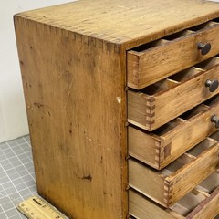 Antique Wood 6-Drawer Parts Cabinet Resistor Organizer Dovetail Knobs Vintage