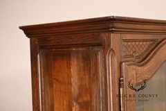 French Country Louis XV Style Vintage Oak China Display Cabinet