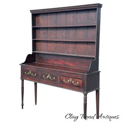 Antique welsh dresser cabinet cupboard walnut old finish 18th Hunt Board George