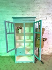 Painted Cottage Shabby Chic French Bookcase / China Hand Made Display Cabinet