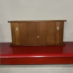 Vintage Mid Century Teak (21″ x 9″ x 6 1/2″) Tambour Door Wall Mount Cabinet VGC