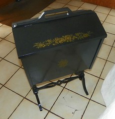 Black Lacquer Handpainted Sewing Cabinet Stand (DR27)