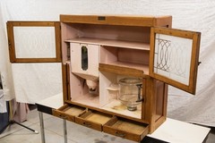 Vintage Hoosier Cabinet – Top Only – Etched Glass And Oak – Greencastle, Indiana