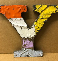 Decorative Salvaged Tin Ceiling 8″ Patchwork Mix Color Letter Y Metal 170-26B