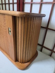 Vintage HTF Mid Century Eppco Enterprises Teak Tambour Door Wall Mount Cabinet