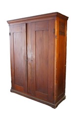 Primitive Antique American Victorian Poplar Closet Cupboard Linen Press Cabinet