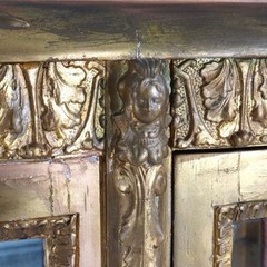French Louis XVI Style Vernis Martin Decortated Gilt Wood & Ormolu Vitrine c1890