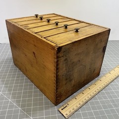 Antique Wood 6-Drawer Parts Cabinet Resistor Organizer Dovetail Knobs Vintage