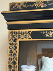 Vintage Drexel Heritage Asian Chinoiserie Black China Cabinet Curio Storage