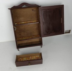 Antique Cabinet Medicine Apothecary Kitchen Bathroom Hanging Towel Hooks Beveled