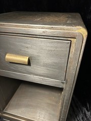 Vintage Metal Age Deco Simmons Furniture 1 Drawer Cabinet Side Table 22×14.5×13″