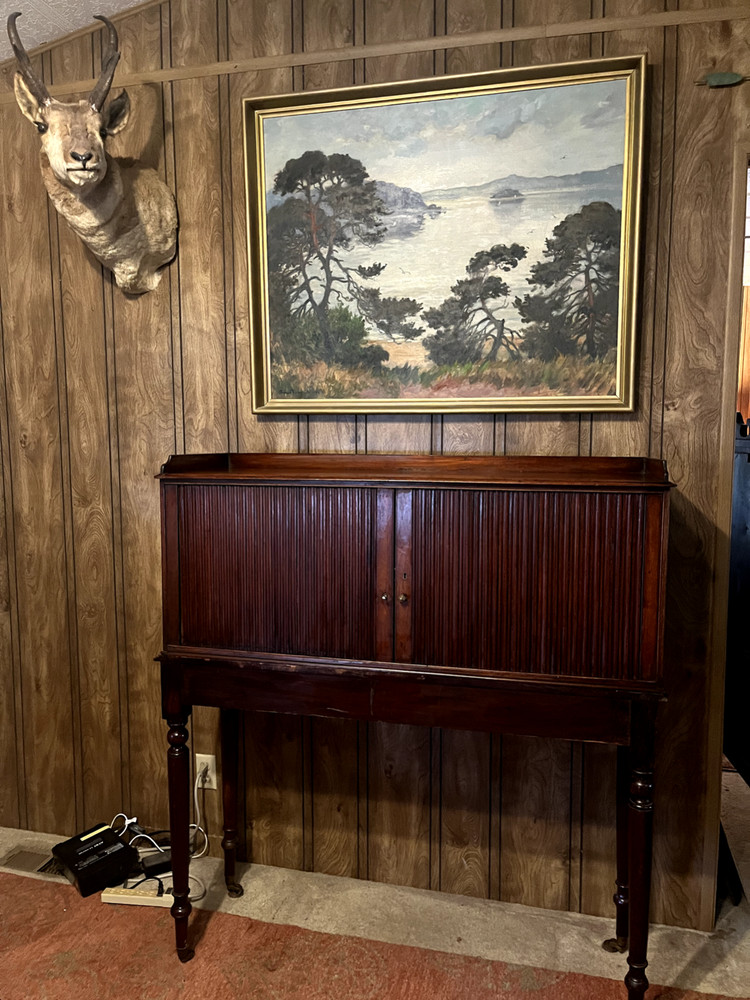 Antique Hotel Furniture Mail Sorter Cabinet with Tambour Doors