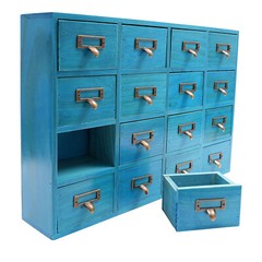 16 Drawers Apothecary Cabinet Library Card Catalog Cabinet Tabletop Vintage Apot