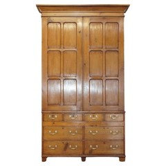SUPER RARE FULLY RESTORED ANTIQUE VICTORIAN FRUITWOOD GUN COLLECTORS CABINET