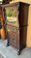 R.J. HORNER CARVED GRIFFIN LIQUOR BAR CABINET