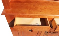 Hand Crafted Reproduction Solid Cherry Cupboard Antiqued Glass Doors