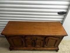 Antique Brown Wood China Cabinet 7 Glass Doors Drawer Ornate Carvings 60x20x80in