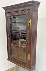 Antique Hanging Corner Cupboard cabinet Carved Flemish Oak with drawers