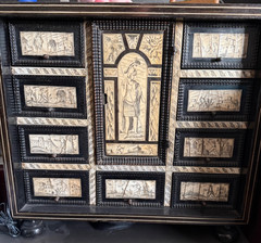 Antique Italian Inlaid Writing Cabinet c1870 Ebonized Provenance Curcin