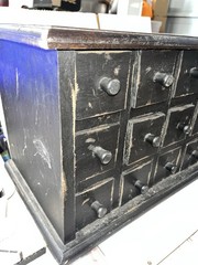 Vintage Style Apothecary Cabinet 18 Drawer Black Distressed Storage Chest 12×25