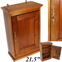 Antique Edwardian Era 21.5″ Miniature Armoire Style Walnut Table or Wall Cabinet