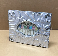 VTG Shabby 11″ Sq. Photo 4×6 Oval Silver Tin Ceiling Picture Frame Old 627-26B