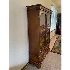 Turn of the Century 2 Door Five Shelf Bookcase & Drawers in Art Nouveau Design