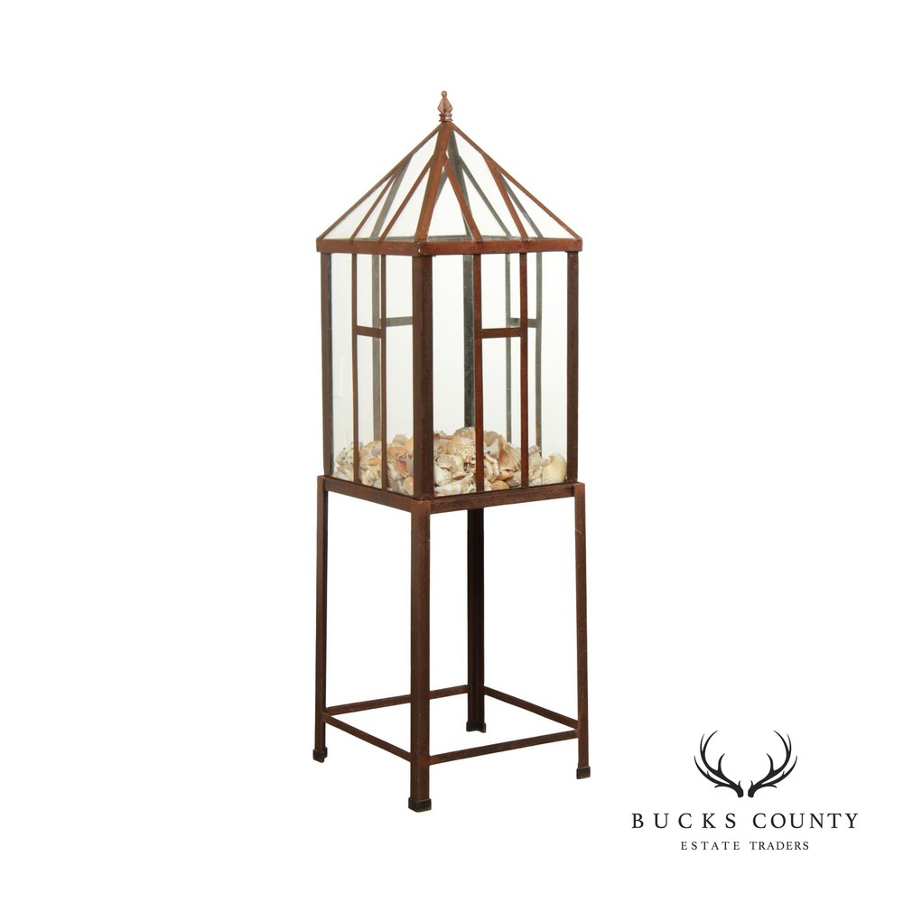 Steel and Glass Frame Greenhouse Terrarium on Stand