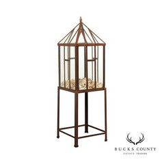 Steel and Glass Frame Greenhouse Terrarium on Stand