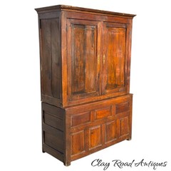 Antique Livery cabinet cupboard oak raised panel Pilgrim Period Farm House