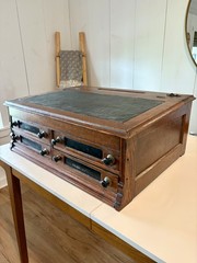 Antique 4 Drawer Oak Spool Cabinet – 29” L x 21” D x 11” H