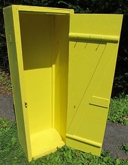 Vintage Antique Wooden Yellow Painted Cabinet Pantry – Old Kitchen Collectible