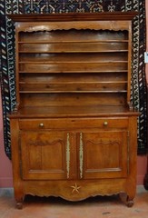 HANDMADE FRENCH PROVINCIAL FRUITWOOD PEWTER CUPBOARD C. 1810