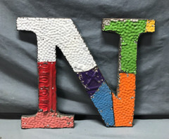 Decorative Salvaged Tin Ceiling 12″ Patchwork Mix Color Letter N Metal 359-25B