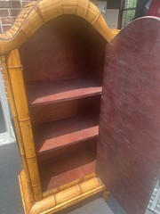Vintage Coastal Rattan Arched Cabinet