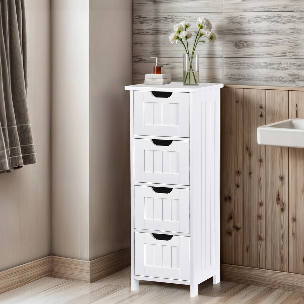 Waterproof Bathroom Cabinets White Bathroom Storage Shelf Organizer 4 Drawers
