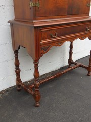 Chippendale Early 1920s Tall China Cabinet Cupboard with Brass Accent 6453