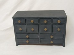 Antique Wood Black Apothecary Cabinet 12 Drawer Oddity Miniatures Lot RANDOM