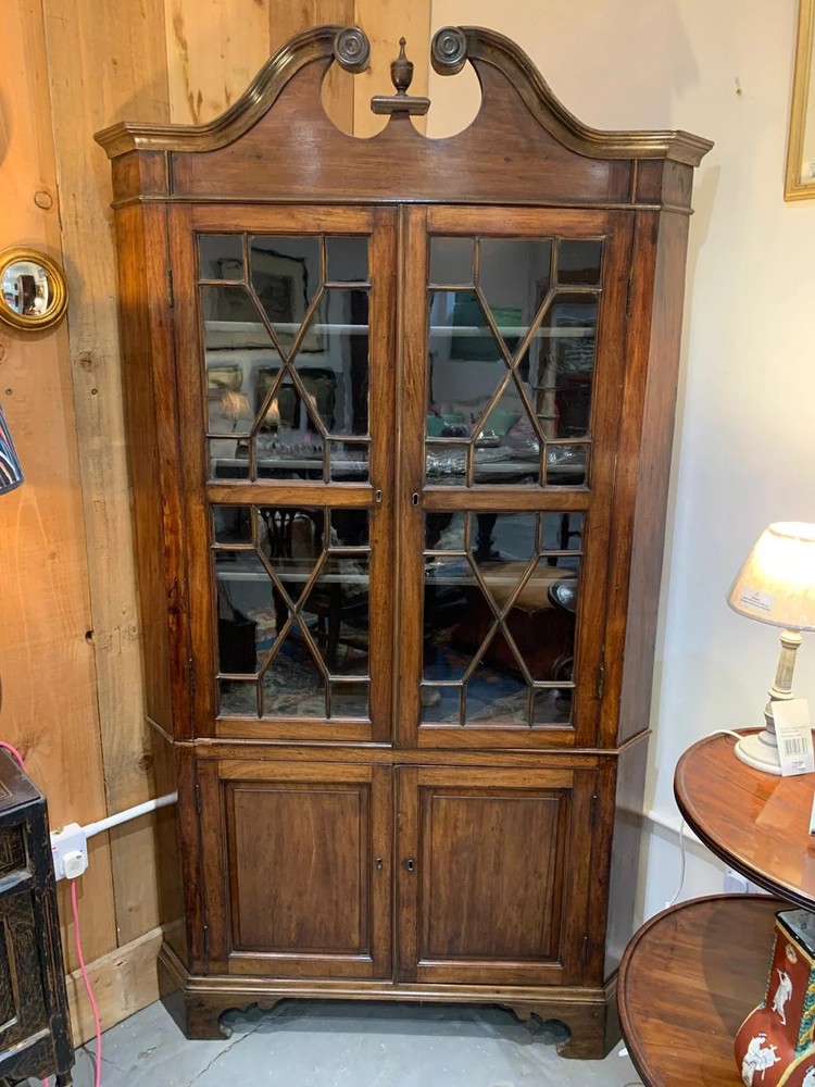 Georgian oak glazed corner cupboard