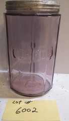 Hoosier Cabinet “RARE COLONIAL AMETHYST ” Embossed Coffee Spice Jar Lot # 6002