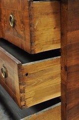 Antique Italian Biedermeier Burr Walnut 3 Drawer Commode Dresser Chest of Drawer