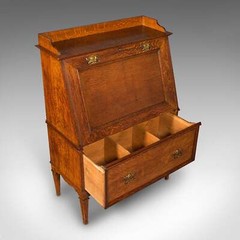 Antique Metamorphic Drink Cabinet, English Oak, Bureau Form, Cocktail, Victorian