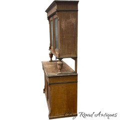 antique French country step back pine cupboard cabinet original paint decoration