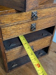Oak 5 Graduated Drawer Small Cabinet Ceramic Insert Drawers Victorian Antique