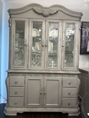 French Style Pulaski Vintage China Cabinet/Armoire Pale Grey