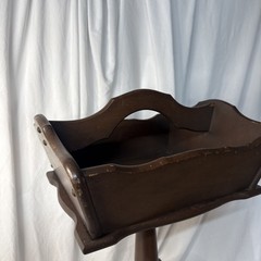 MCM Turned Wood Sewing Spool Knit Yarn Tray Stand Magazine Plant Storage Handle