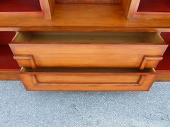 SIGNED JAMES MONT COROMANDEL RED CABINET W GOLD GILT BAMBOO DECORATION – P